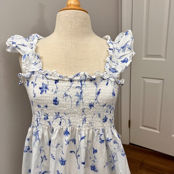 Hill House Ellie Nap Dress Blue Floral Ruffle Smocked Dress Sz XXL - Picture 3 of 12